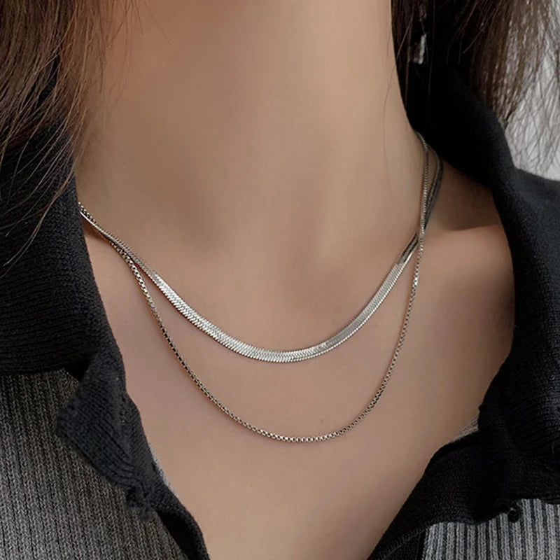 Stainless Steel Double-Layered Stacking Chain Necklace