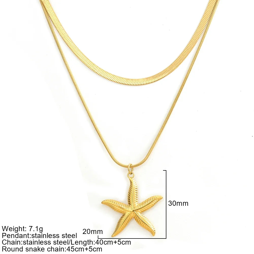 Gold Double-Layer Chunky Pendant Necklace