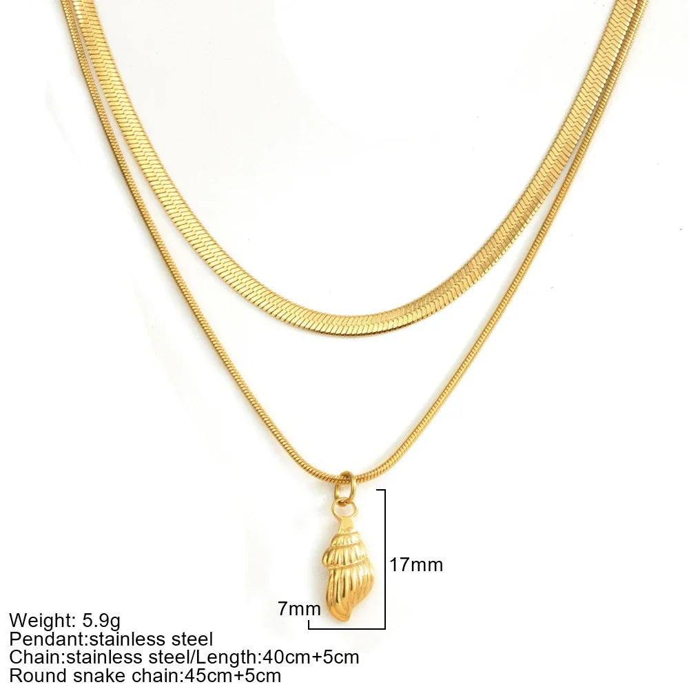 Gold Double-Layer Chunky Pendant Necklace