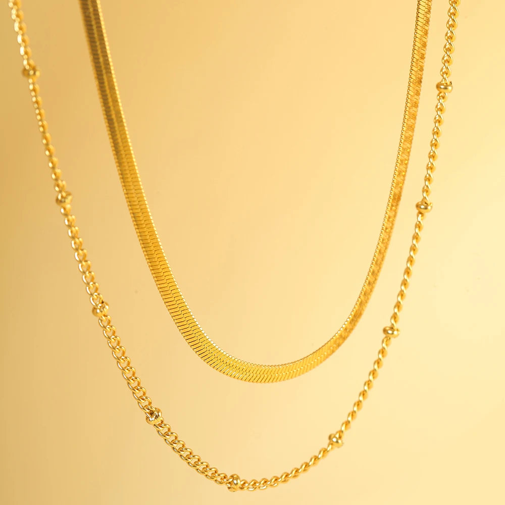 Stainless Steel Double-Layered Stacking Chain Necklace