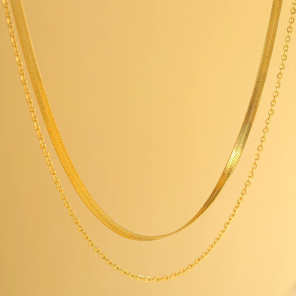 Stainless Steel Double-Layered Stacking Chain Necklace