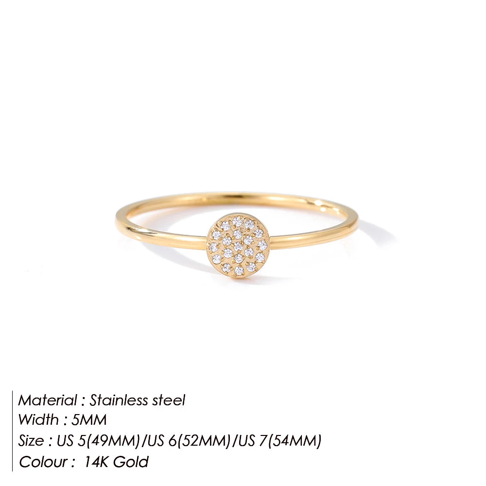 Gold 316L Stainless Steel Zircon Inlay Ring