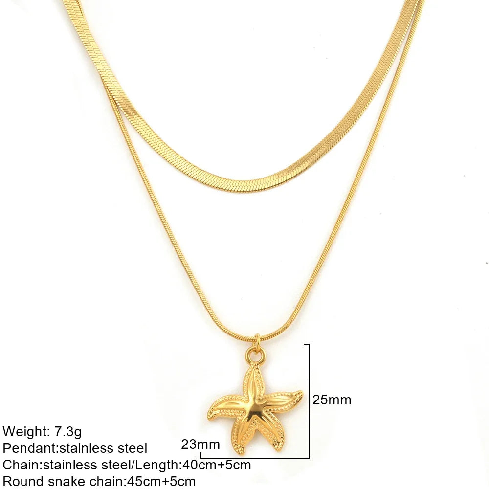 Gold Double-Layer Chunky Pendant Necklace