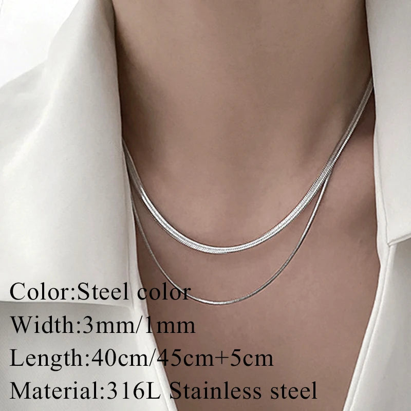 Stainless Steel Double-Layered Stacking Chain Necklace