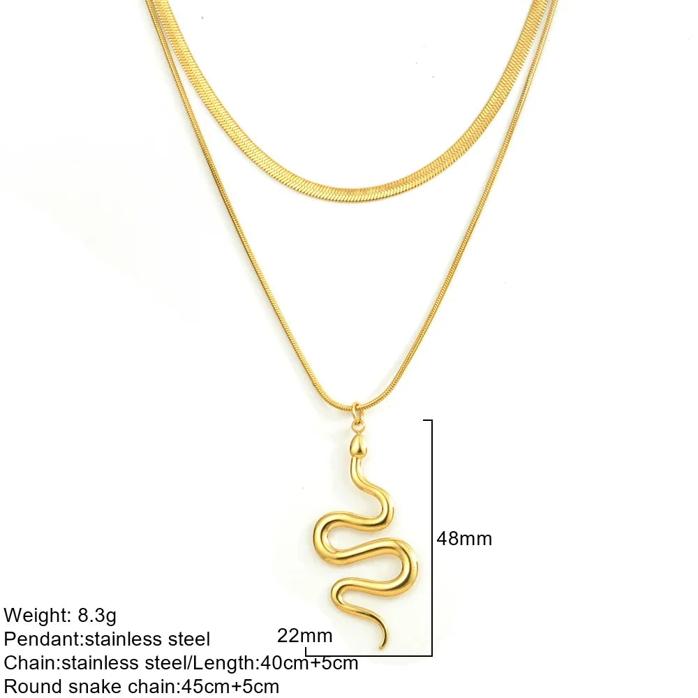 Gold Double-Layer Necklace with Bow Pendant