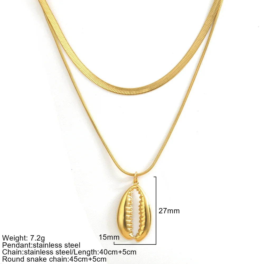 Gold Double-Layer Chunky Pendant Necklace