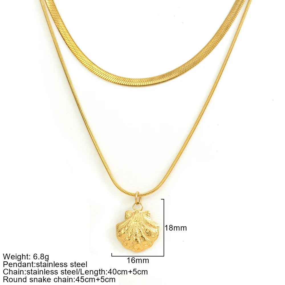 Gold Double-Layer Chunky Pendant Necklace