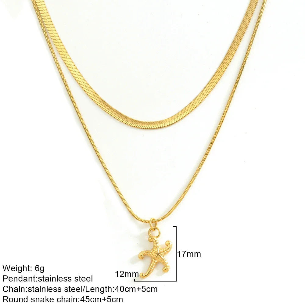 Gold Double-Layer Chunky Pendant Necklace