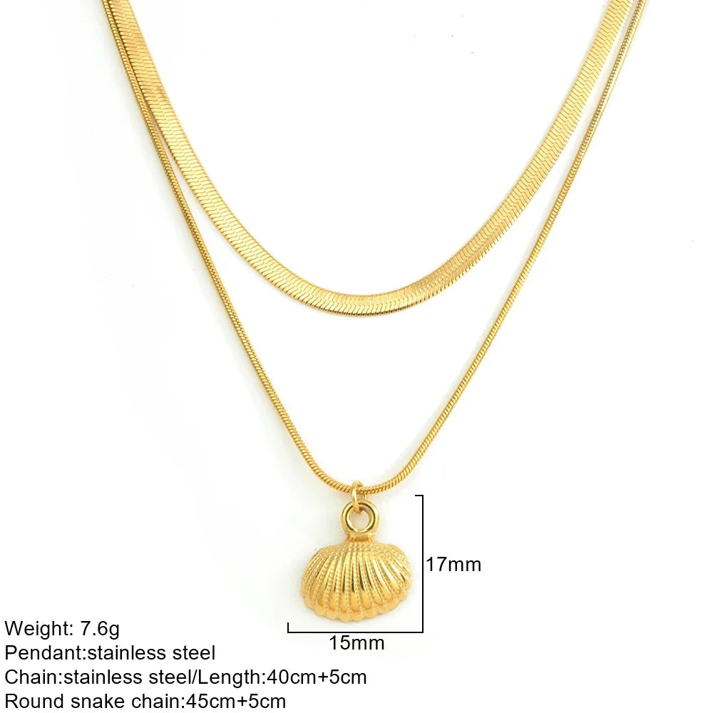 Gold Double-Layer Chunky Pendant Necklace