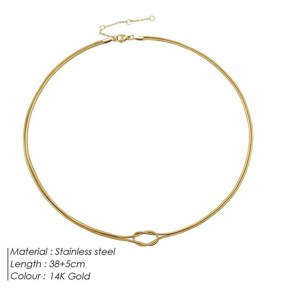 Elegant Gold-Plated Knotted Snake Chain Necklace