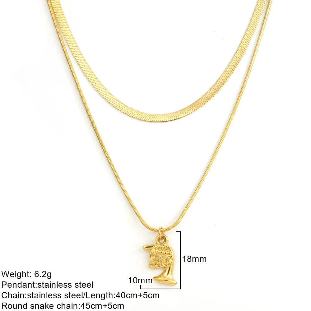 Gold Double-Layer Chunky Pendant Necklace