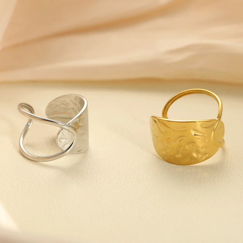 Gold Stainless Steel Adjustable Chunky Ring