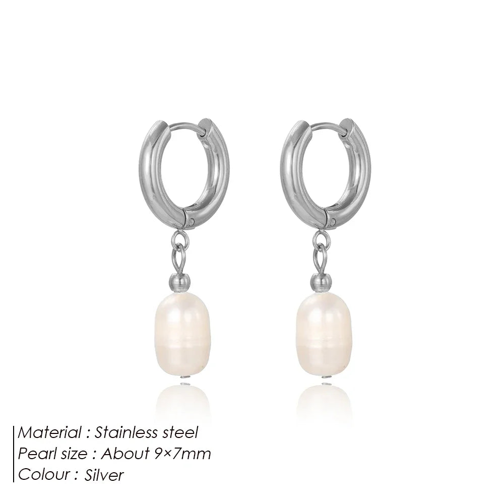 Gold-Plated Freshwater Pearl Pendant Earrings