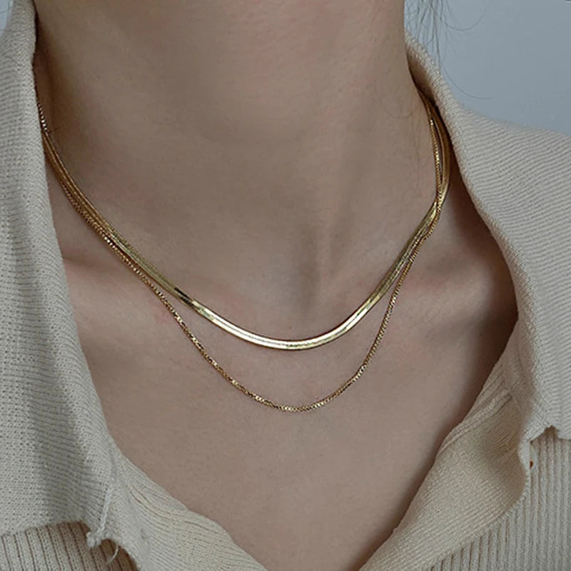 Stainless Steel Double-Layered Stacking Chain Necklace