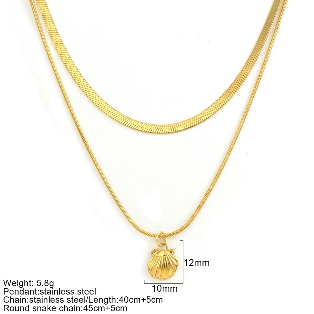 Gold Double-Layer Chunky Pendant Necklace