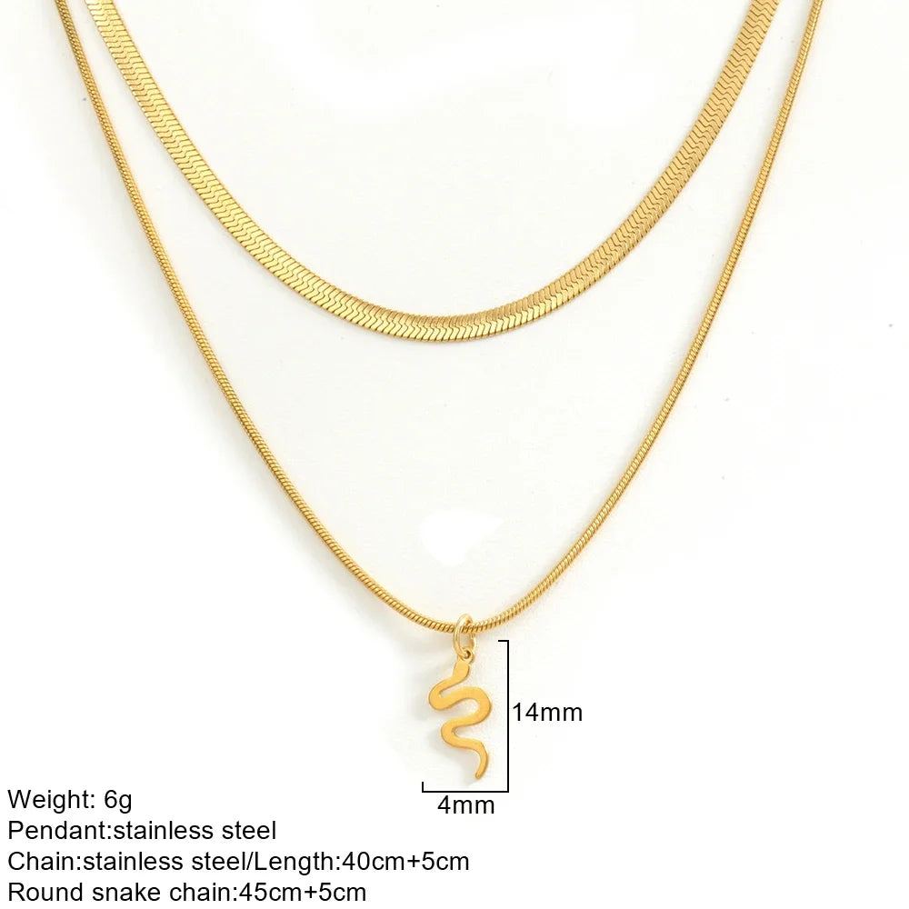 Gold Double-Layer Necklace with Bow Pendant