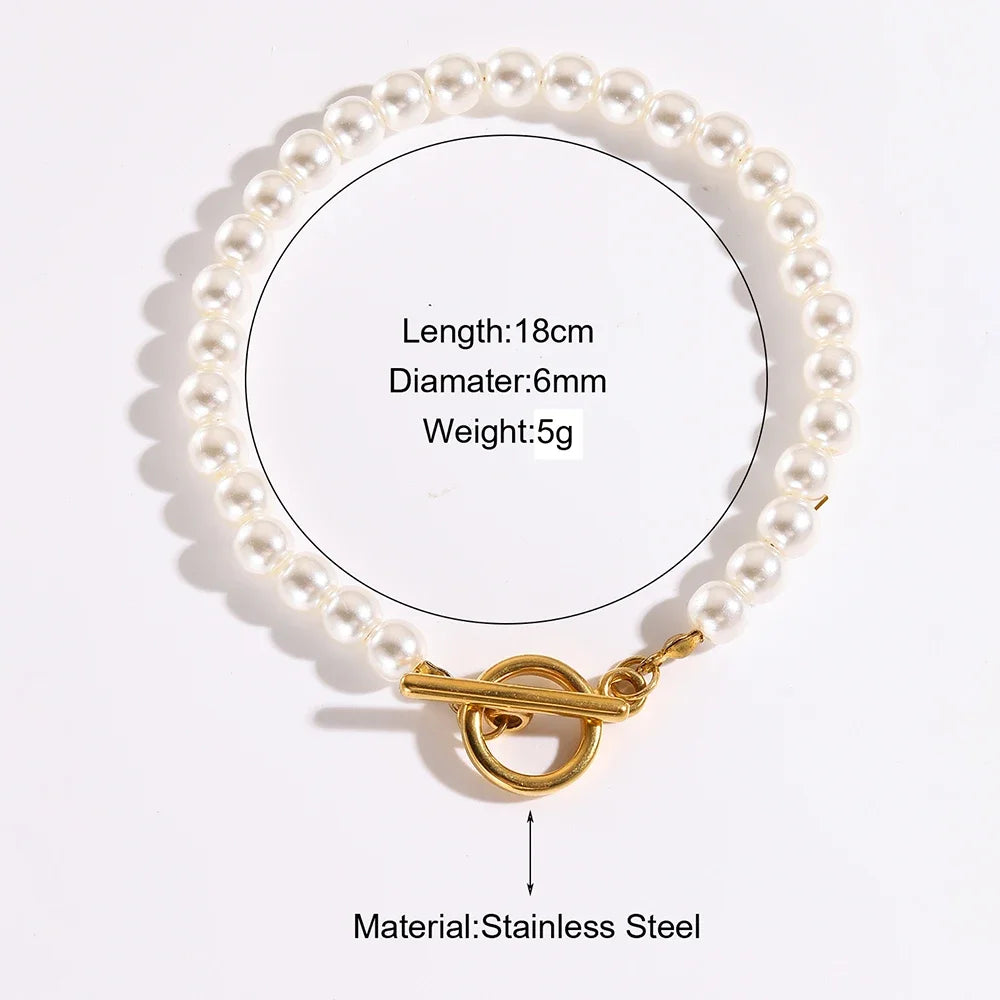 High-End Pearl Stainless Steel Bracelet