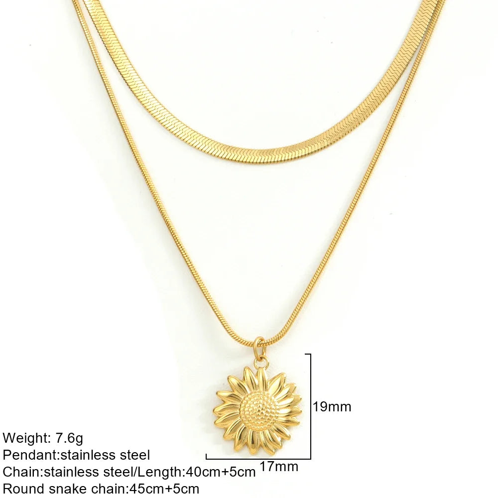 Gold Double-Layer Necklace with Bow Pendant