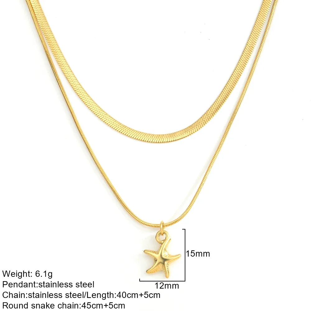 Gold Double-Layer Chunky Pendant Necklace