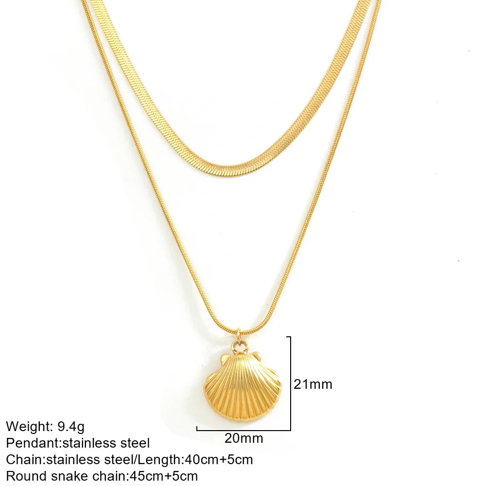 Gold Double-Layer Chunky Pendant Necklace