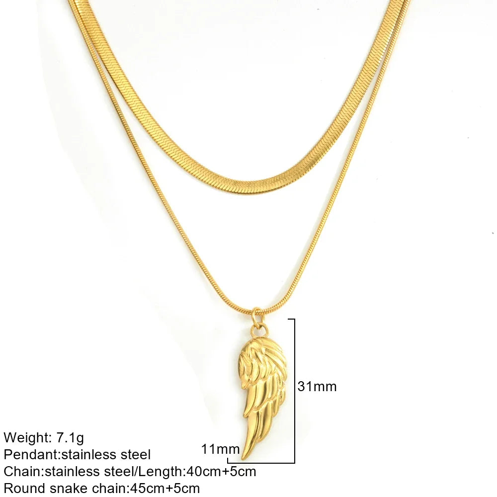 Gold Double-Layer Necklace with Bow Pendant