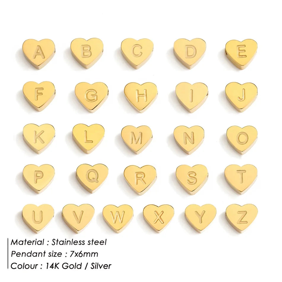 Gold-Plated Letter Heart Charm Bracelet