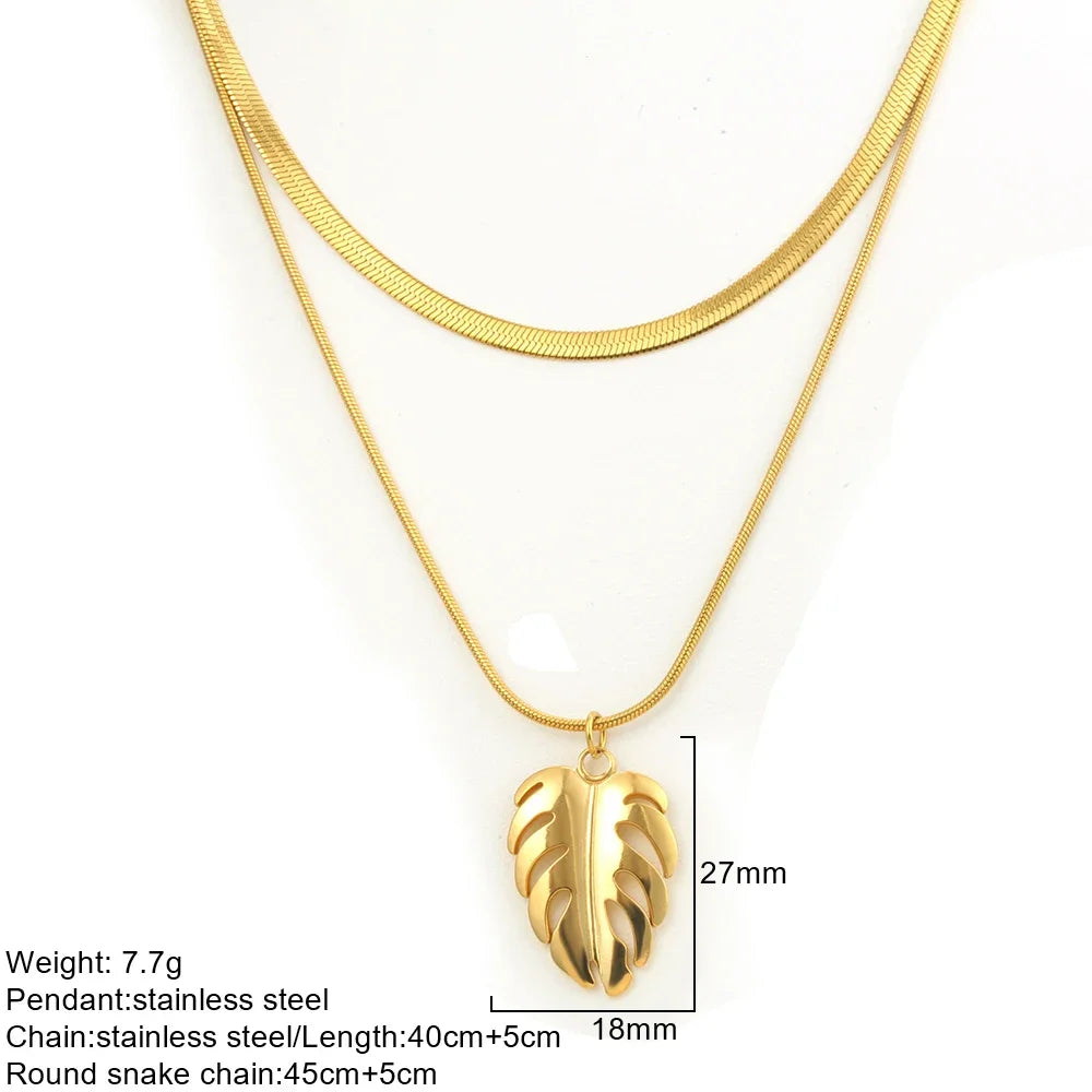 Gold Double-Layer Necklace with Bow Pendant