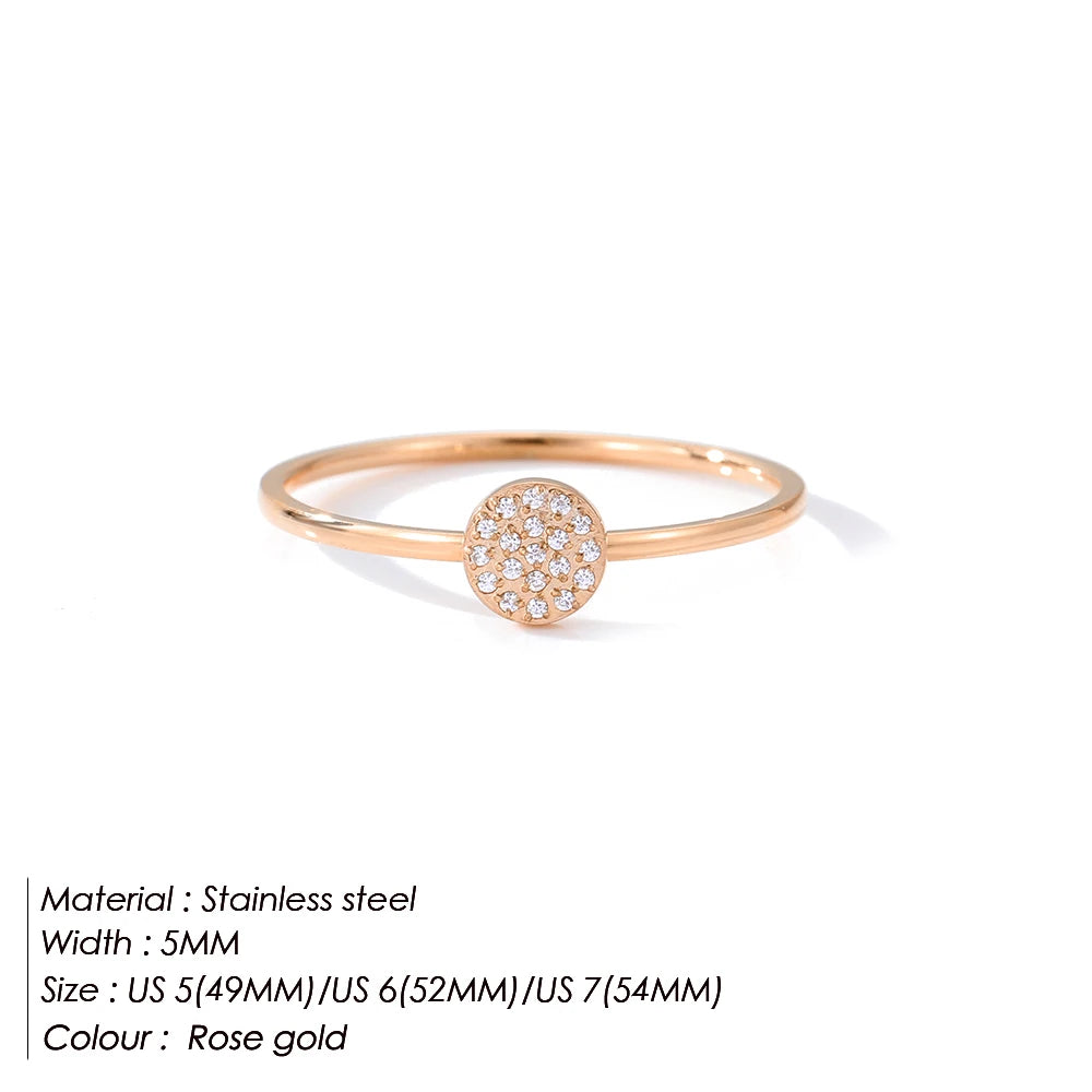 Gold 316L Stainless Steel Zircon Inlay Ring