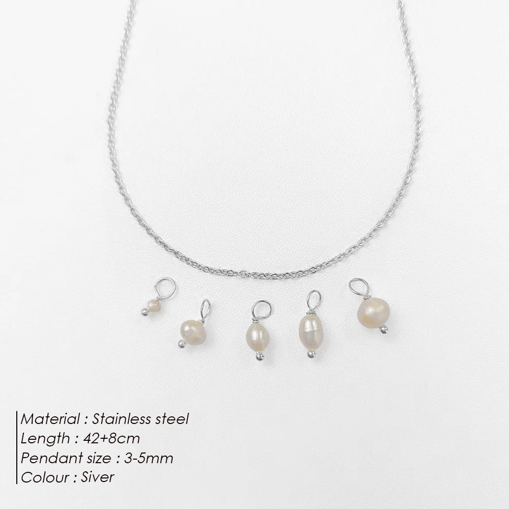 Stainless Steel Freshwater Pearl Pendant Necklace