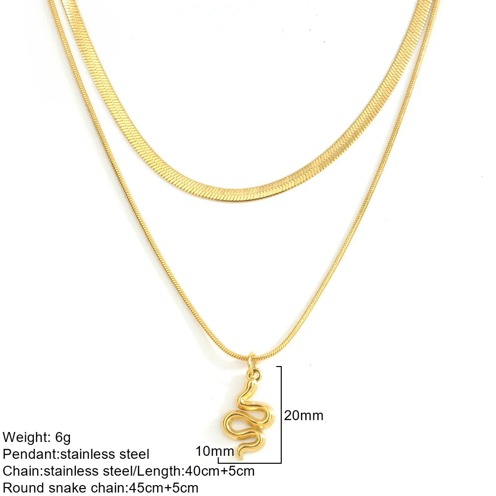 Gold Double-Layer Necklace with Bow Pendant