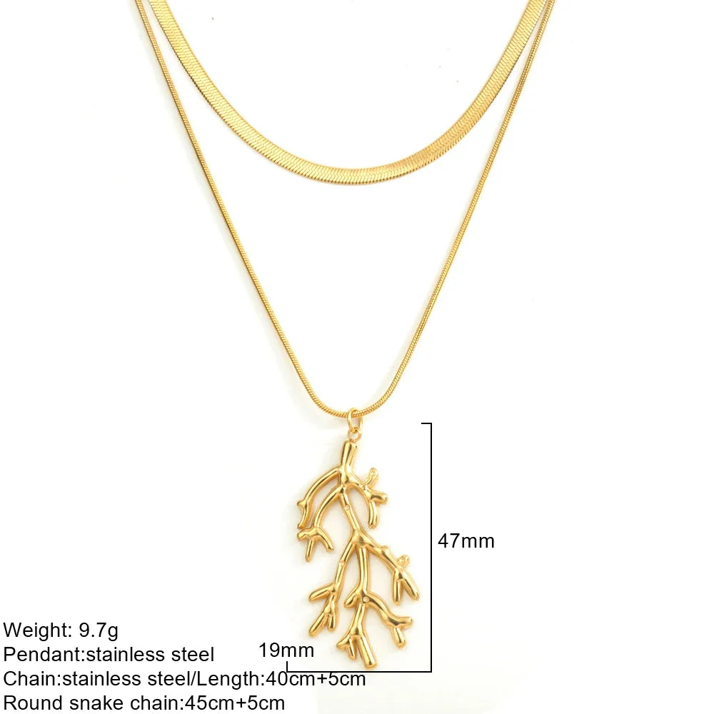 Gold Double-Layer Chunky Pendant Necklace