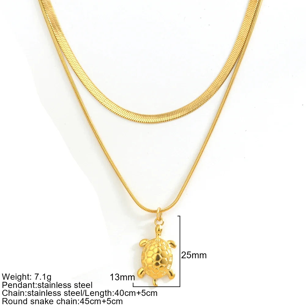 Gold Double-Layer Chunky Pendant Necklace